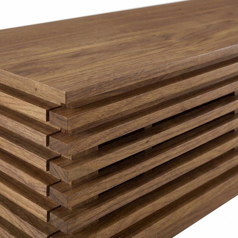 Brown wood TV stand with sleek design and sturdy construction image number 5