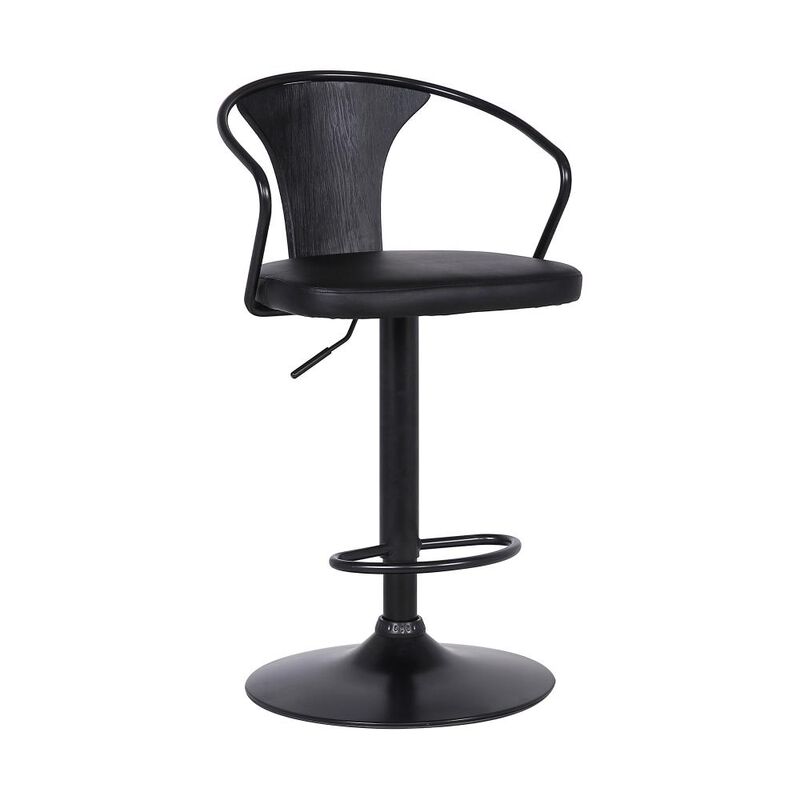 Hivvago 24 Inch Black Iron Swivel Low Back Adjustable Height Bar Chair