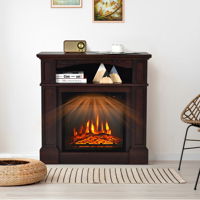 18-Inch 1400W Electric TV Stand Fireplace with Shelf for Cozy Living Rooms image number 2