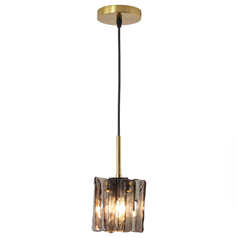 5 in. 1-Light Plated Brass Glass Chandelier