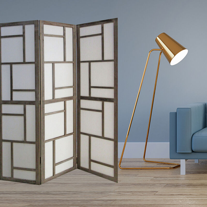 Wood and Fabric 3-Panel Screen Room Divider for Stylish Privacy and Space Separation