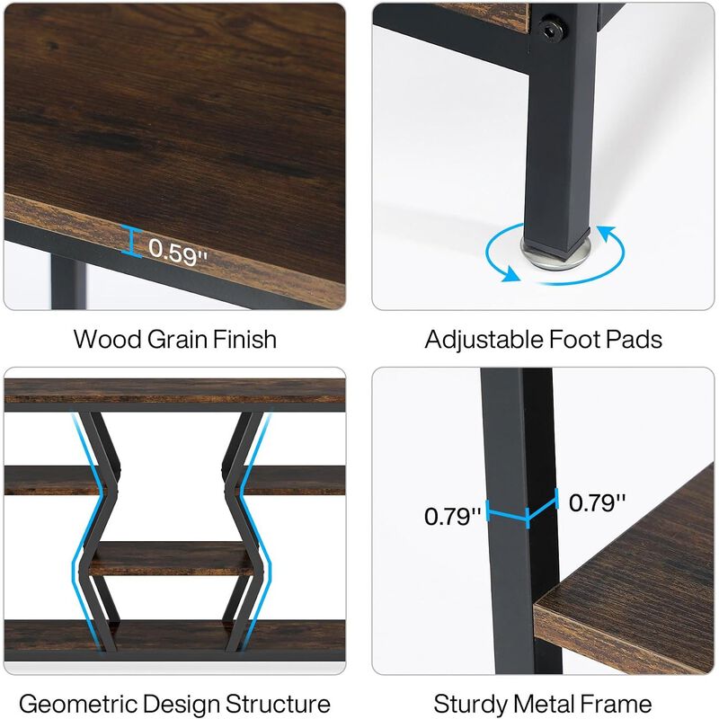 Tribesigns Industrial Wood Console Table with Storage Shelves image number 6