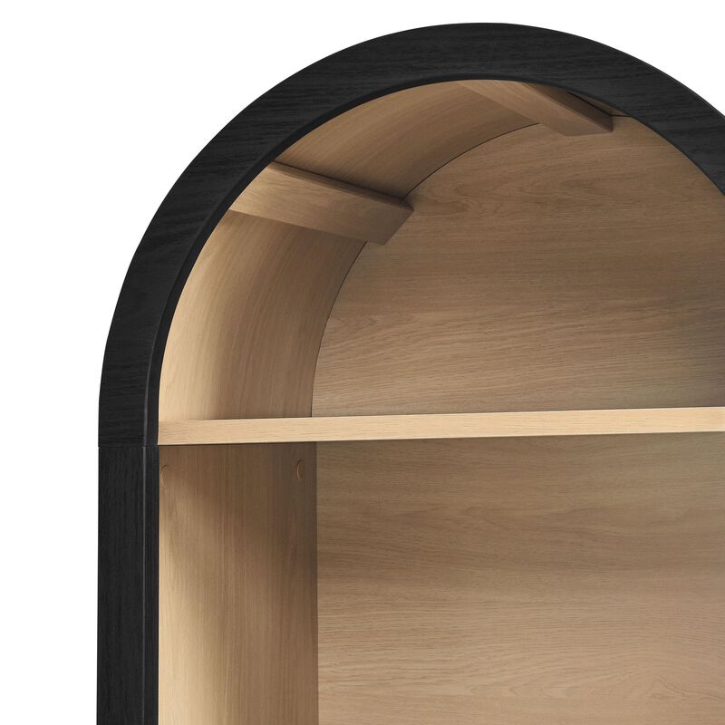Modway Evie Modern Arched Narrow Bookcase in Black - 71 Inch Open Shelf Display Cabinet - Stylish 5-Tier Bookshelf for Living Room, Dining Room, or Home Office image number 7