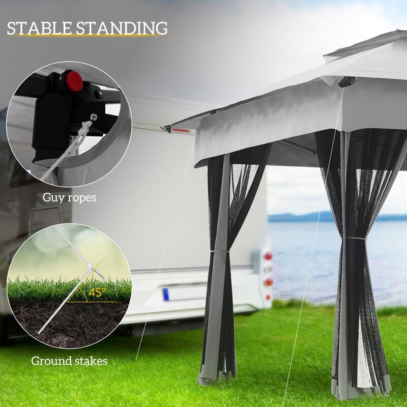 Hivvago Outdoor 11x11 Canopy Gazebo with Mesh Netting and Carry Bag image number 6