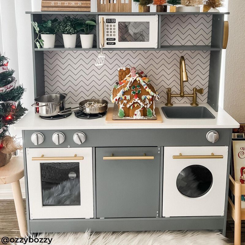 Little Chef Berlin Modern Play Kitchen with Accessories, Gray/White image number 4