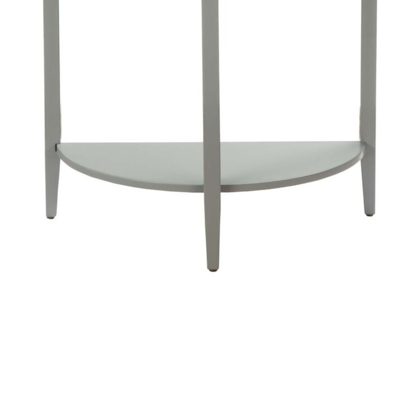 Wooden Half Moon Shaped Console Table with One Open Bottom Shelf, Gray-Benzara