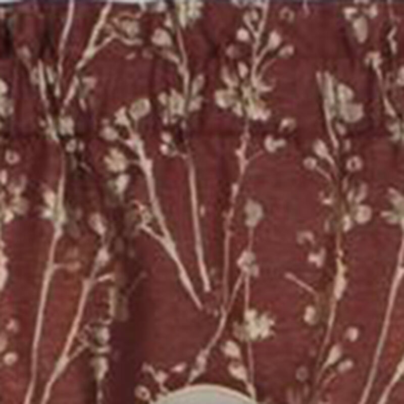 Ellis Curtain Meadow High Quality Room Darkening Solid Natural Color Lined Scallop Window Valance - 50 x15", Cardinal