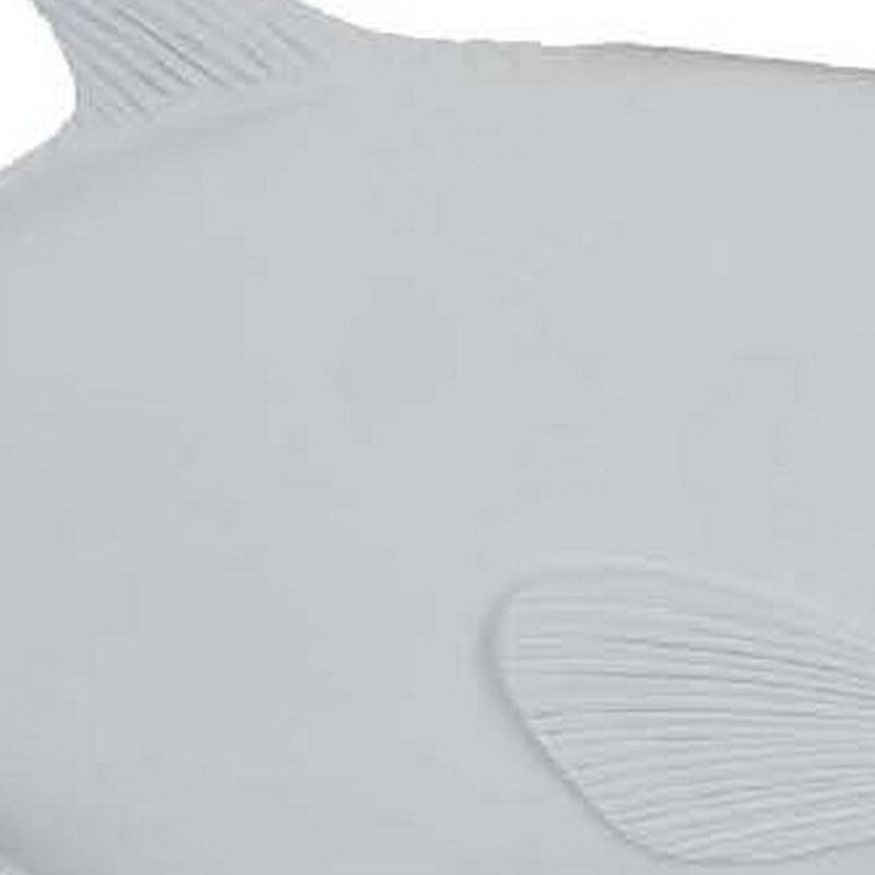 Owa Fish Accent Sculpture, Resin Tabletop Decor on Stand, Classic White - Benzara