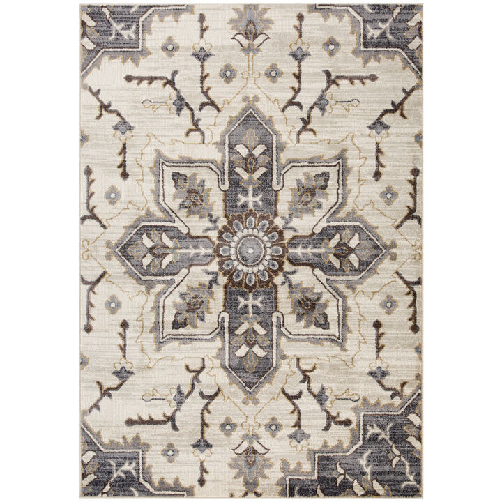 HomeRoots Floral Medallion Area Rug