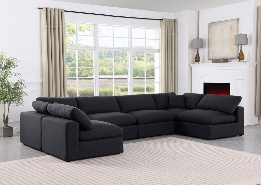 Meridian Furniture Comfy Black Linen Textured Fabric Modular Sectional