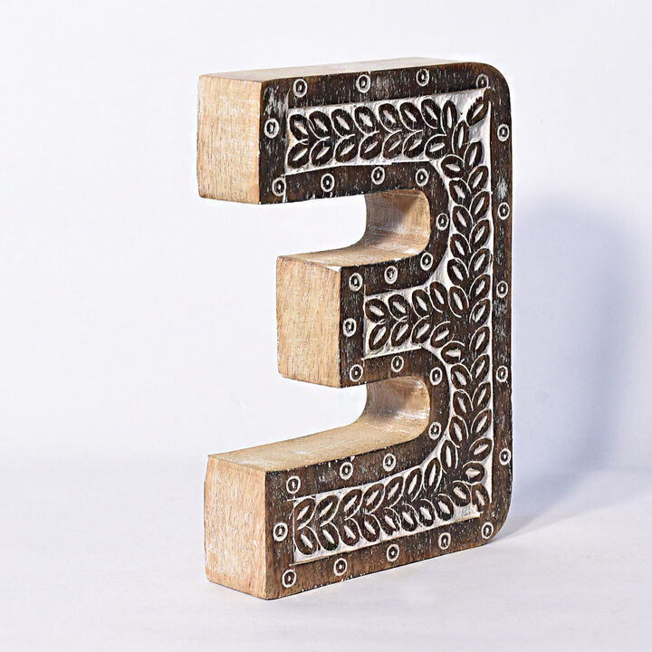 Vintage Natural Handmade Eco-Friendly "3" Numeric Number For Wall Mount & Table Top Décor