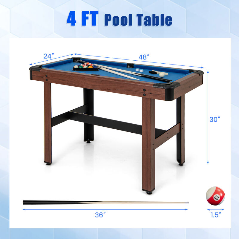 Kids and Adults Wooden Pool Table with Complete Billiard Ball Set image number 2