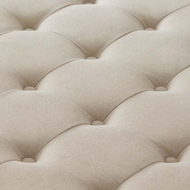 Streamdale Beige upholstered storage ottoman with wooden legs image number 7