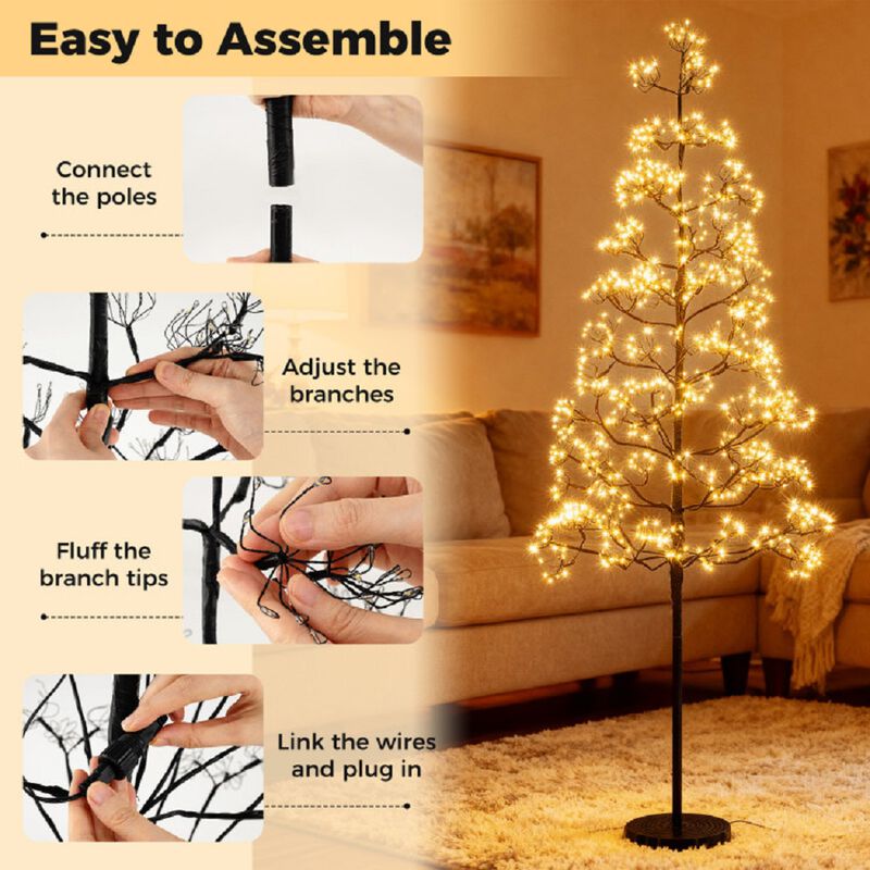 Pre-Lit Artificial Cedar Alpine Tree with Warm LED Lights and Stable Weighted Base image number 4