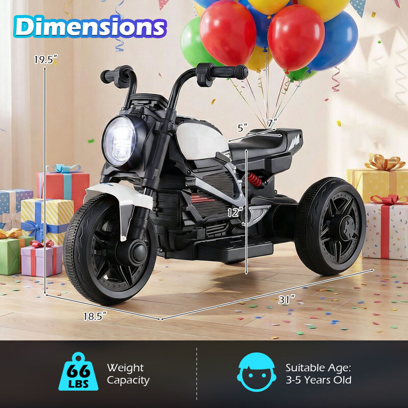 6V Kids Ride On Motorcycle with Music and LED Headlight for Yard and Garden image number 2