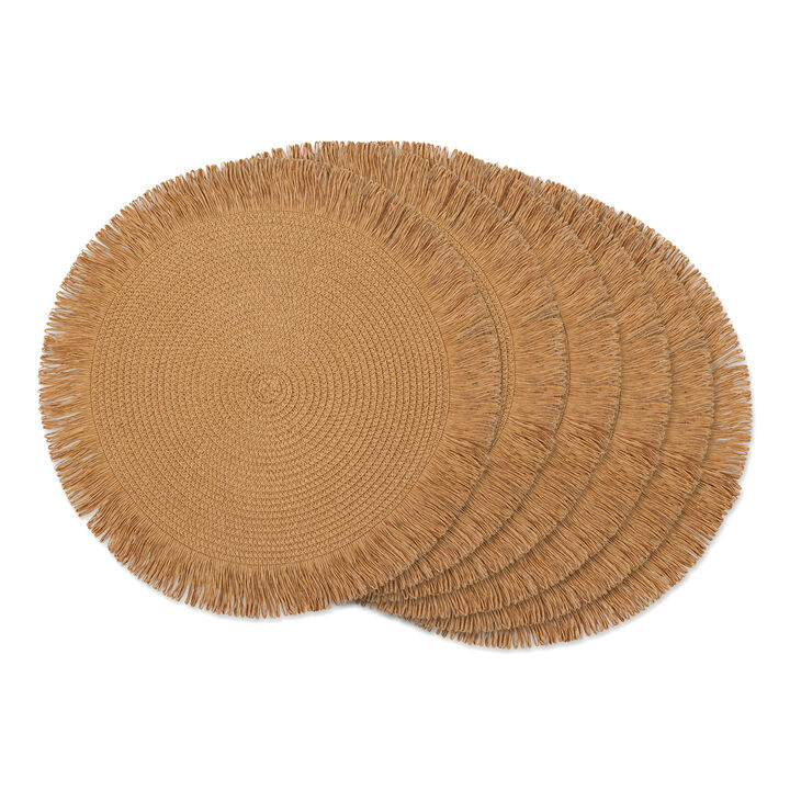 Set of 6 Brown Decorative Woven Round Placemats  15"