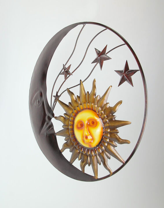 Celestial Metal Moon Sun and Stars Wall Art Hanging