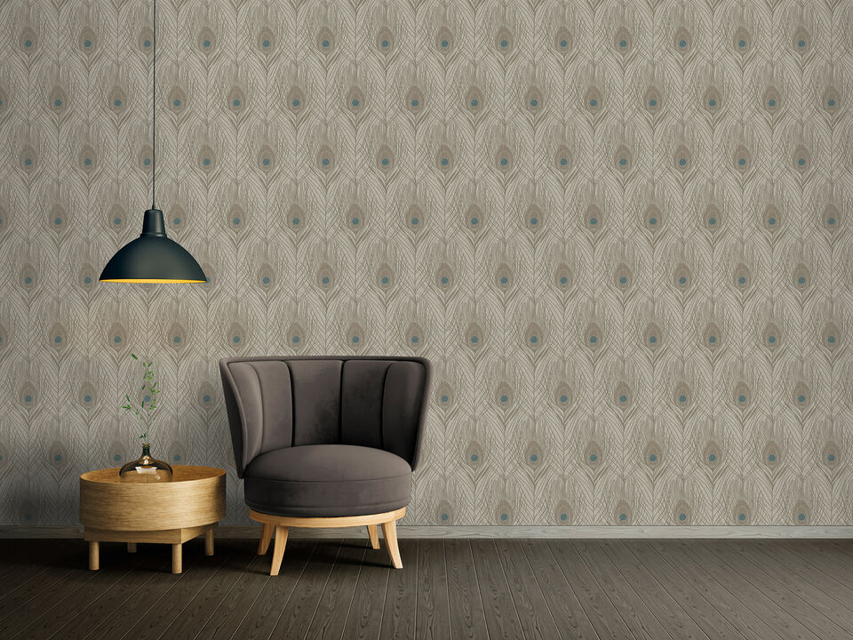 Prosperity Bronze Feather Wallpaper