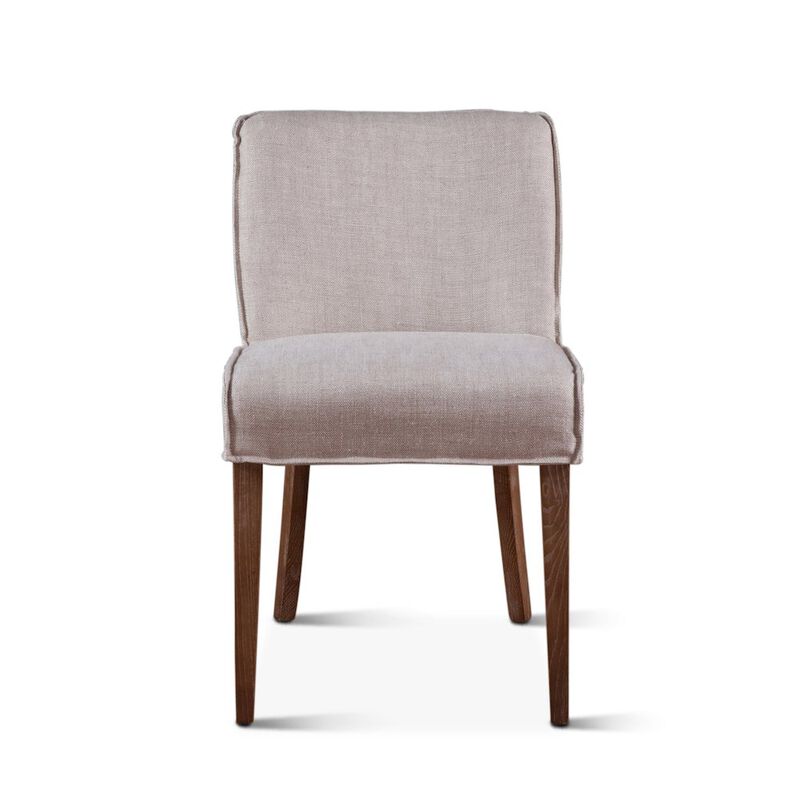 World Interiors Avery Dining Chair in Off-White Linen with Natural Legs