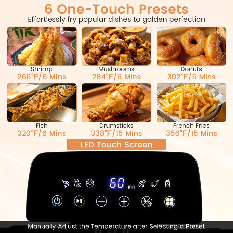 3 Basket Electric Deep Fryer with 1700W Power LED Touchscreen and 6 Preset Settings image number 7