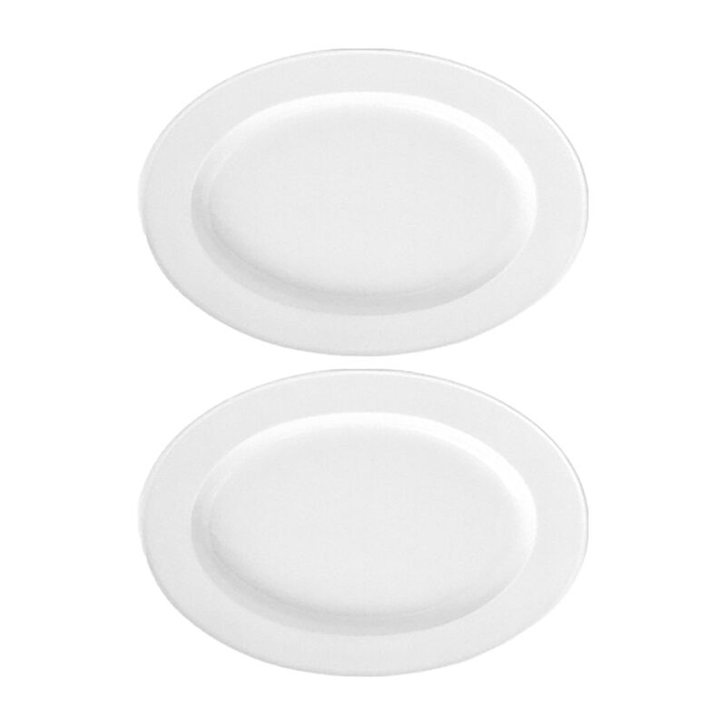 Delta 9.5" x 6.75" x h:1" Oval White Porcelain Platter (Set of 2) image number 0
