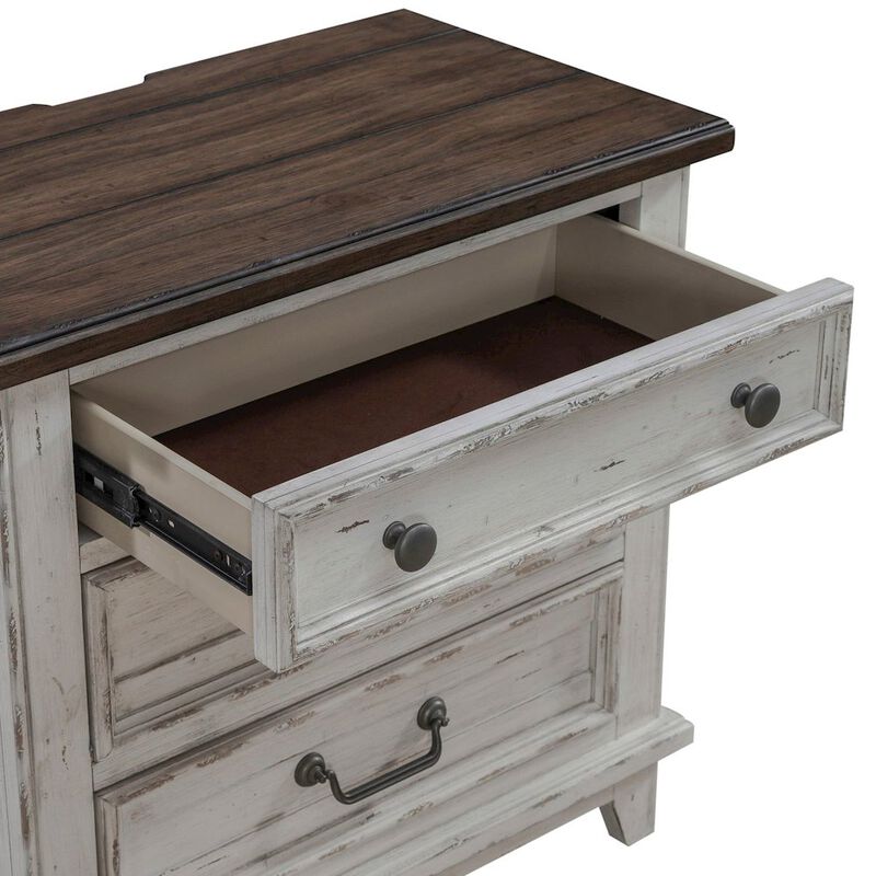 Liberty Furniture 3 Drawer  Nightstand with AC USB Charging Station Cottage , White & Tobacco Wood image number 8