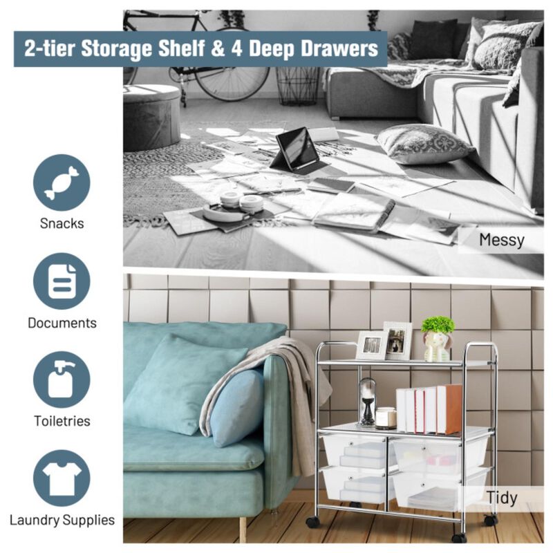 Hivvago 4 Drawers Shelves Rolling Storage Cart Rack