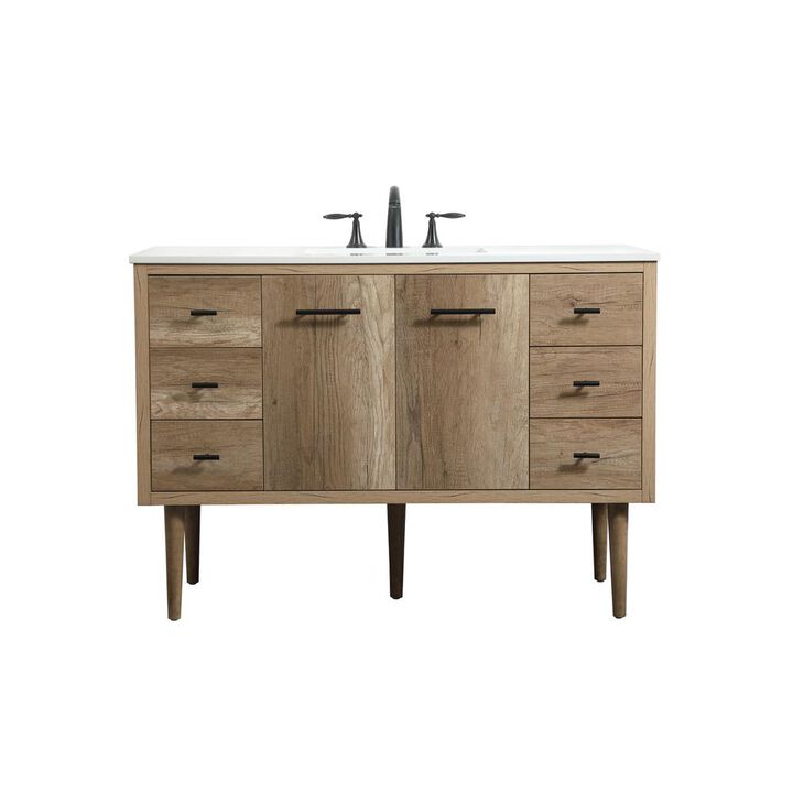 Elegant Kitchen and Bath 48 inch Single bathroom vanity in natural oak