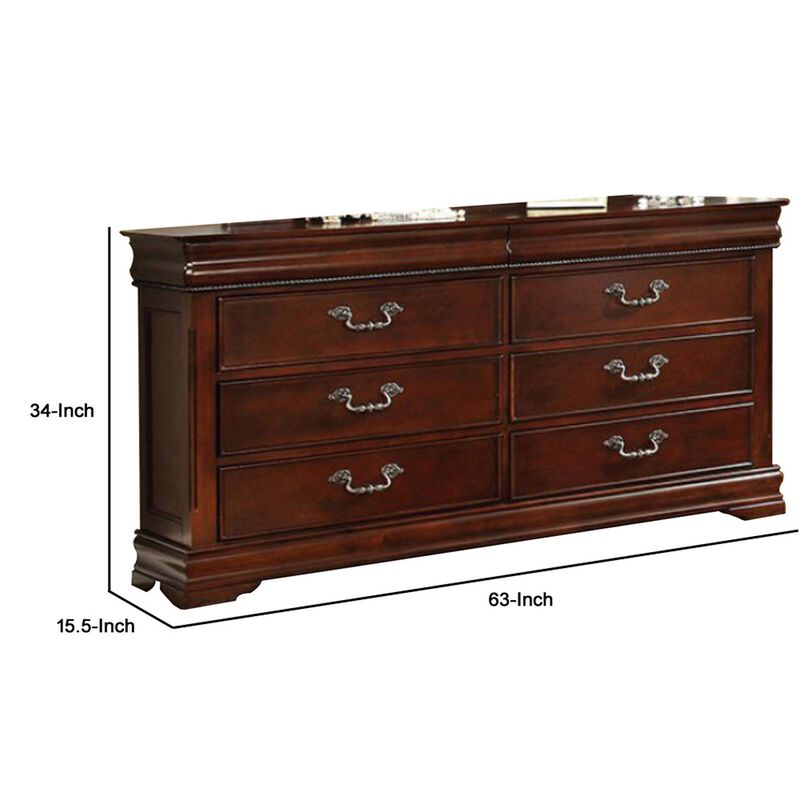 Luxurious English Style Wooden Dresser, Cherry Brown - Benzara image number 3
