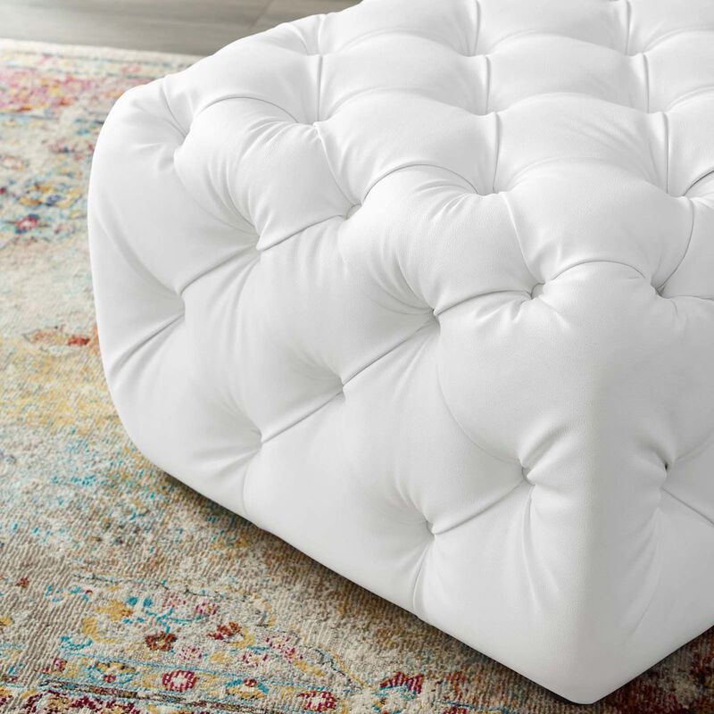 Amour Tufted Button Square Faux Leather Ottoman image number 6
