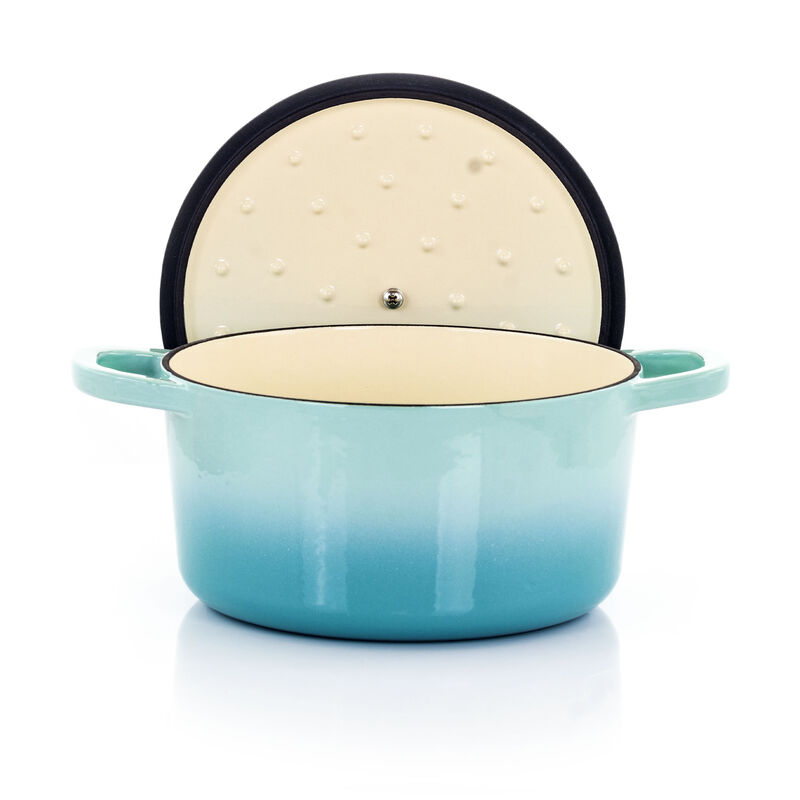 Crock-Pot Artisan 2 Piece 3 Quarts Enameled Cast Iron Dutch Oven in Aqua Blue