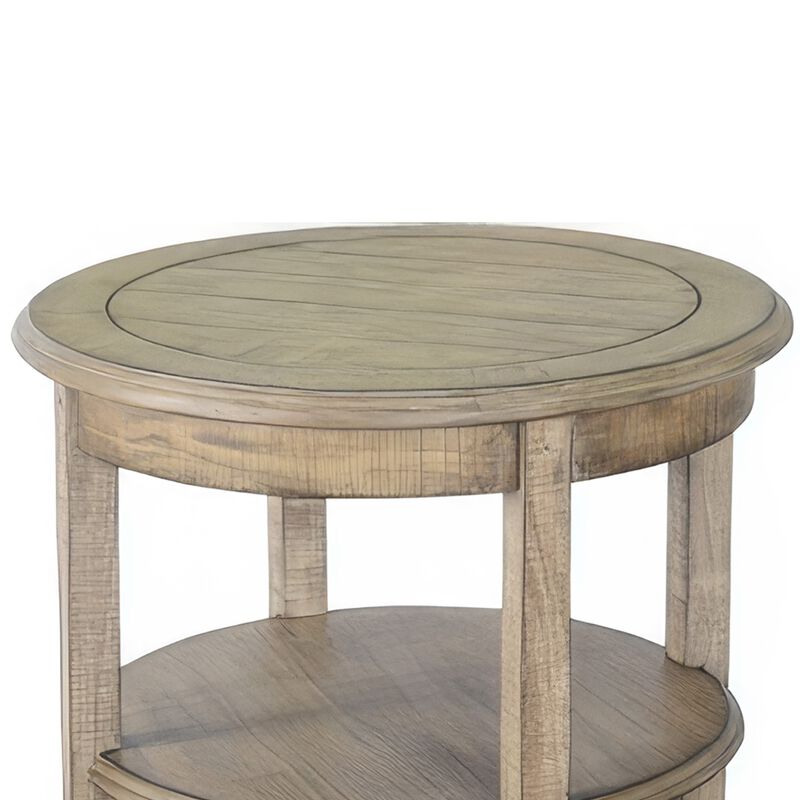 Rena Side End Table, 2 Shelves, 24 Inch Plank Light Brown Mahogany image number 2