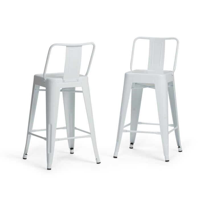 Rayne Industrial Metal 24 inch Counter Height Stool (Set of 2) in White