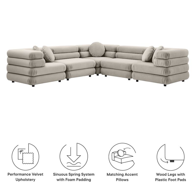Jubilee 5-Piece Modular Performance Velvet Sectional Sofa image number 1