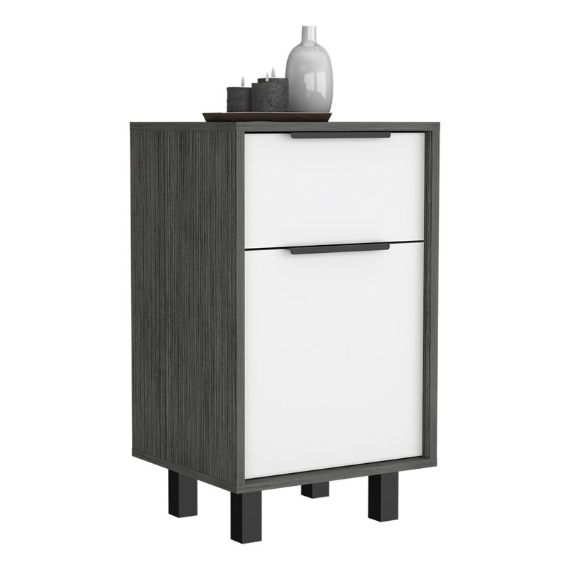 HomeRoots 28" Gray Wood One Drawer Nightstand image number 4