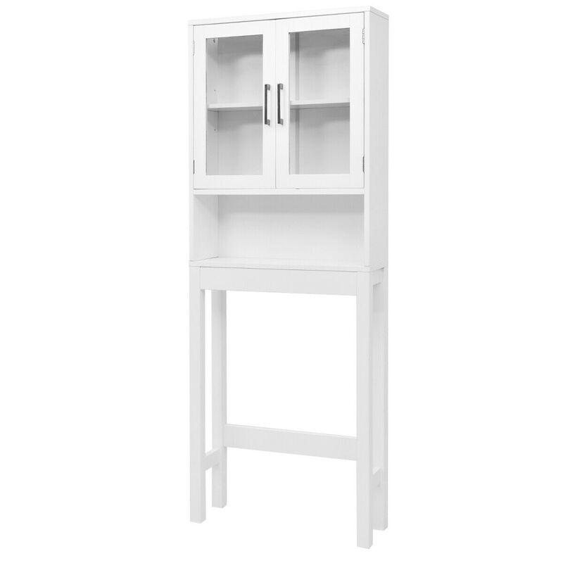 Over the Toilet Storage Cabinet Bathroom Space Saver with Tempered Glass Door image number 0