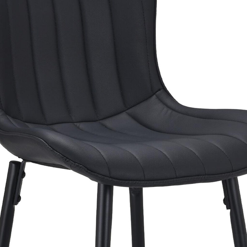 HomeRoots Set of Two 27" Black Faux Leather and Metal Low Back Counter Height Bar Chairs