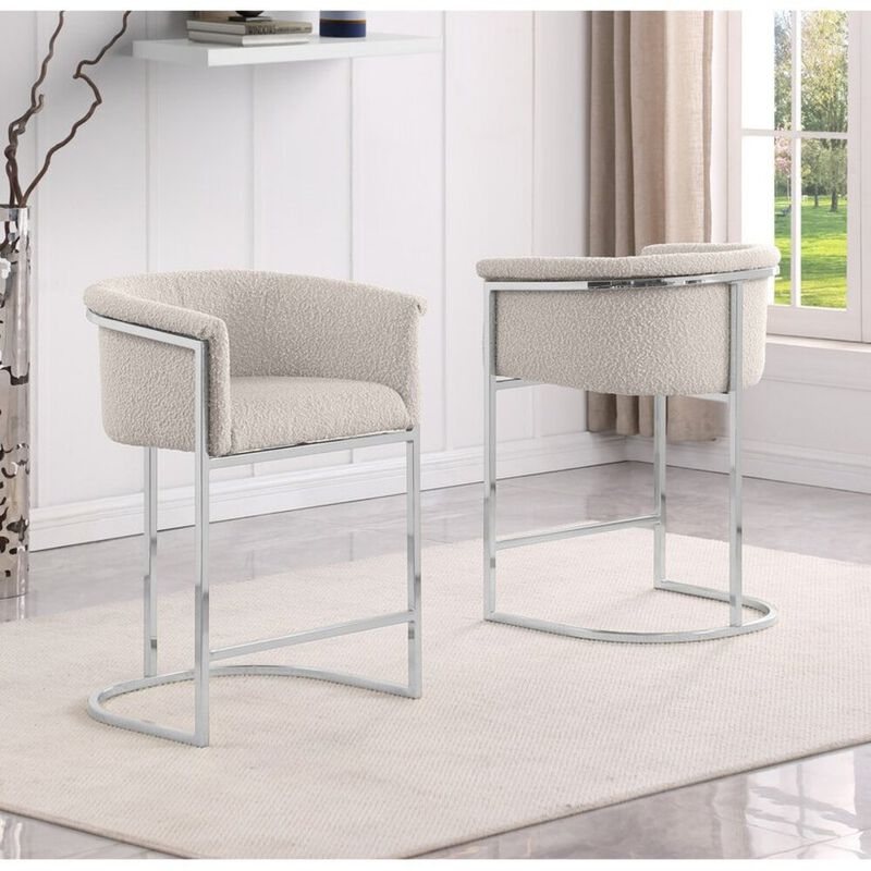 Best Quality Furniture Best Quality teddy Boucle in cream counter height chair - Set of 2
