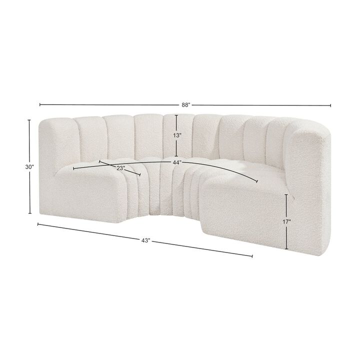 Meridian Furniture Arc Cream Boucle Fabric Modular Sofa