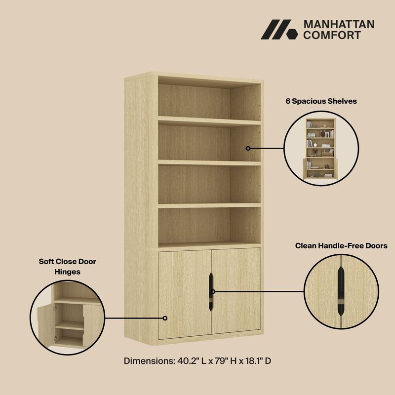 Rivington Neutral Bookcase Cabinet (Set of 3)