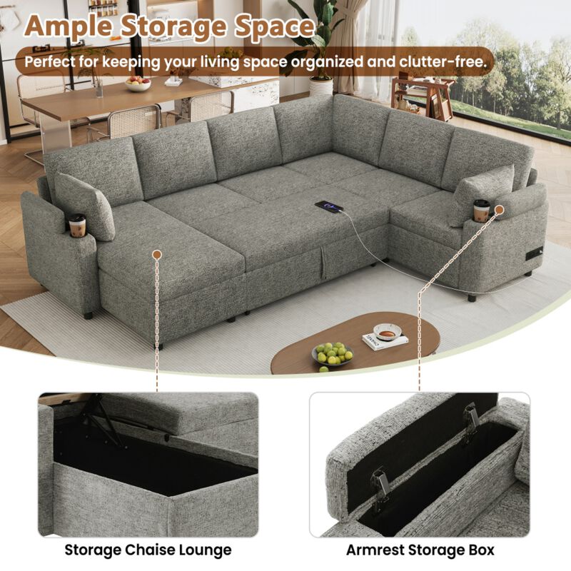 Zornug  Convertible L-Shaped Sectional Sofa Bed image number 3