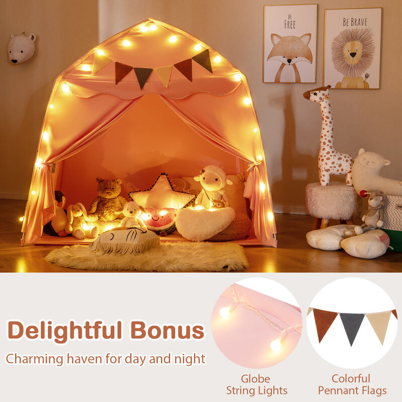 Large Kids Play Tent Bed with String Lights &ndash; Fun Playhouse for Indoor & Outdoor image number 3