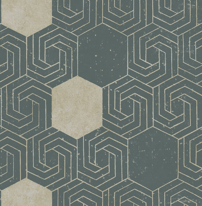 Momentum Dark Green Geometric Wallpaper (Set of 2)