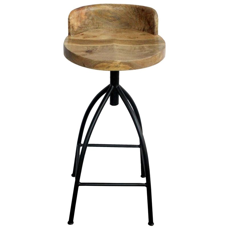 Industrial Style Adjustable Swivel Barstool With Backrest