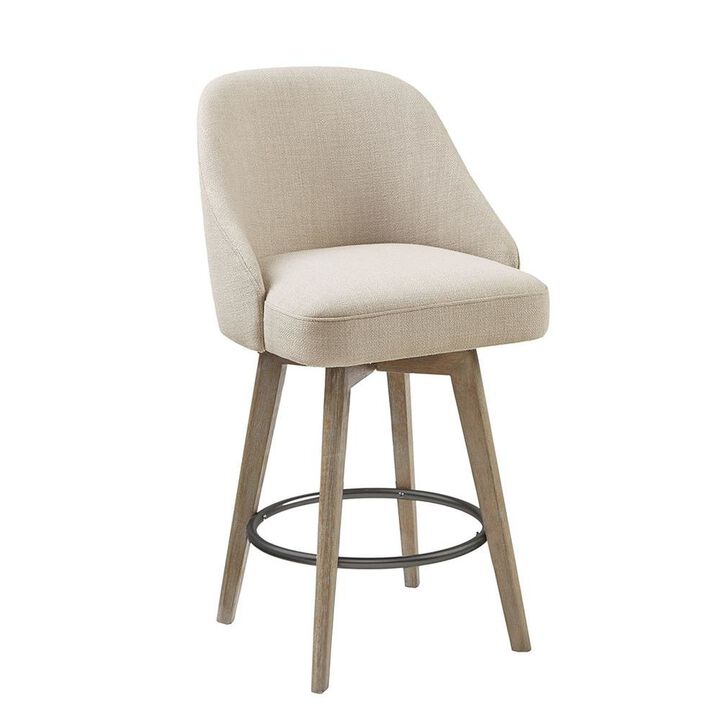 Starlight Canyon Home Beige Swivel Counter Stools with Solid Wood Frame for Kitchen or Bar Use
