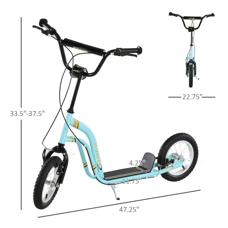 BreeBe Youth Scooter Front and Rear Caliper Dual Brakes 12-Inch Inflatable Front Wheel Ride On Toy image number 2