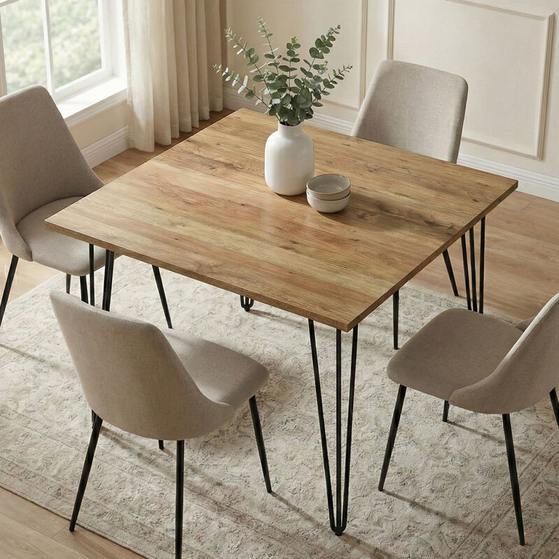 Hunter SOLID MANGO WOOD and Metal 42 inch x 42 inch Square Industrial Dining Table in Natural image number 1