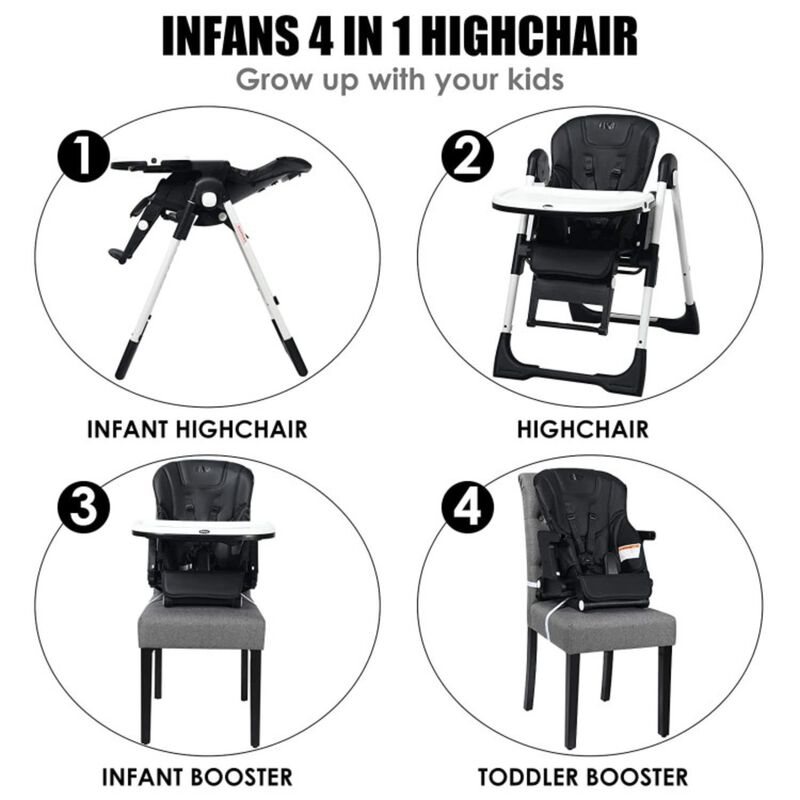 Hivvago 4-in-1 High Chair Booster Seat with Adjustable Height and Recline