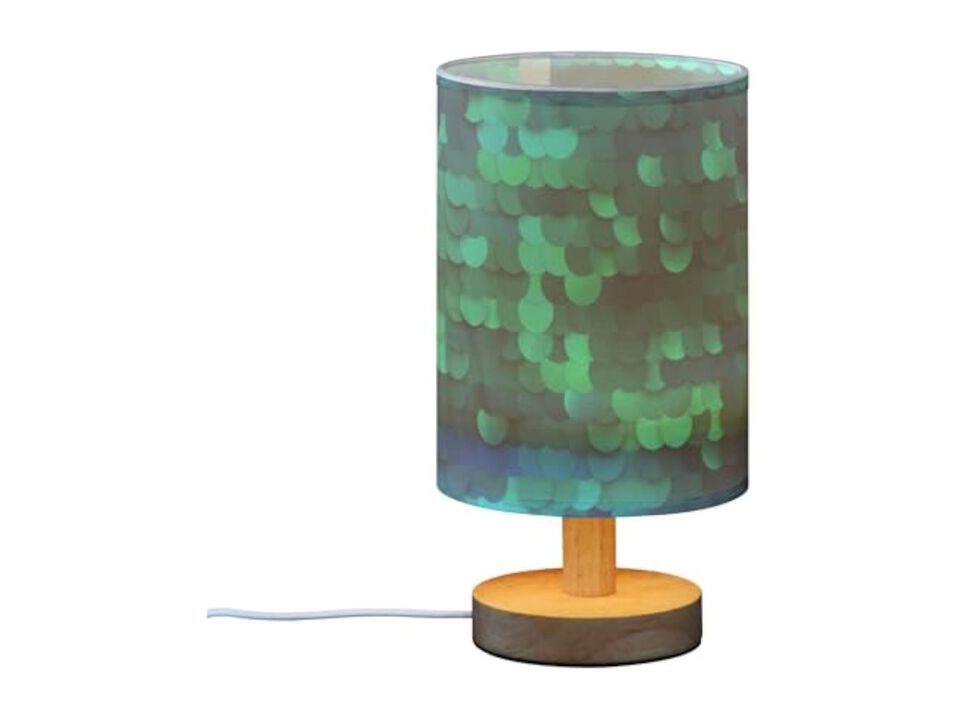 Wood Fabric Desk Lamp For Living Room Bedroom Office Blue