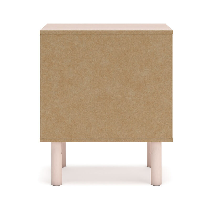 Viso Nightstand, 25 Inch, 1 Drawer, Champagne, Retro Blush Pink Finish